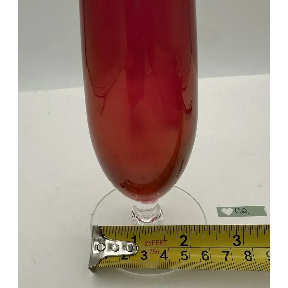 Vintage hand-blown art glass bud vase, likely Mid-Century Modern (1960s–1980s).